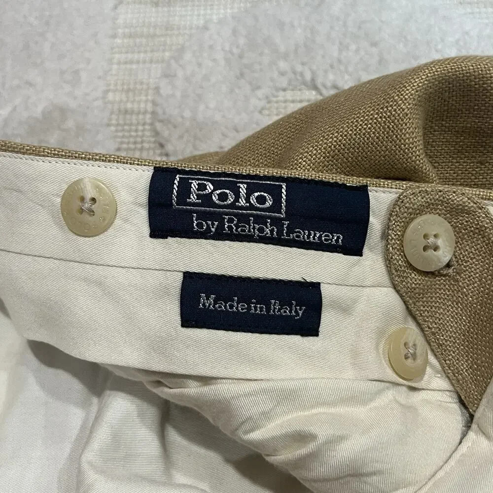 Polo Ralph Lauren 100% Flax Pleated Dress Pants ITALY 34x30 Andrew Style